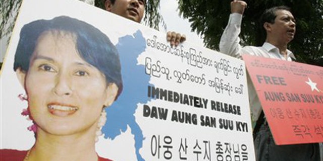July 31: Burma activists shout slogans during a rally demanding the immediate release of pro-democracy leader Aung San Suu Kyi in Seoul, South Korea.