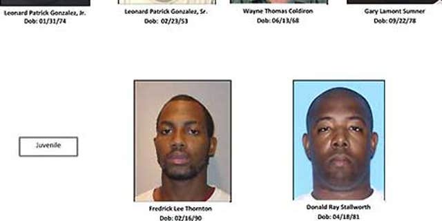 Mug shots of six of the seven suspects in custody in the home-invasion murders of wealthy Florida couple Byrd and Melanie Billings.