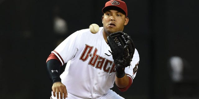 PHOENIX, AZ - APRIL 24: Yasmany Tomas #24 of the Arizona Diamondbacks catches a throw from the catcher after a strike out in the fourth inning against the Pittsburgh Pirates at Chase Field on April 24, 2015 in Phoenix, Arizona. (Photo by Norm Hall/Getty Images)
