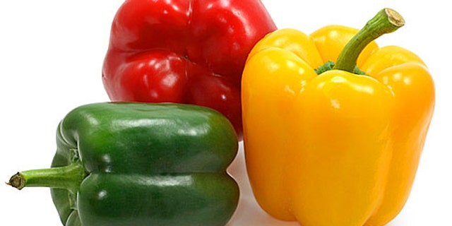 Bell peppers like those shown here make a great addition to a beef kabob.