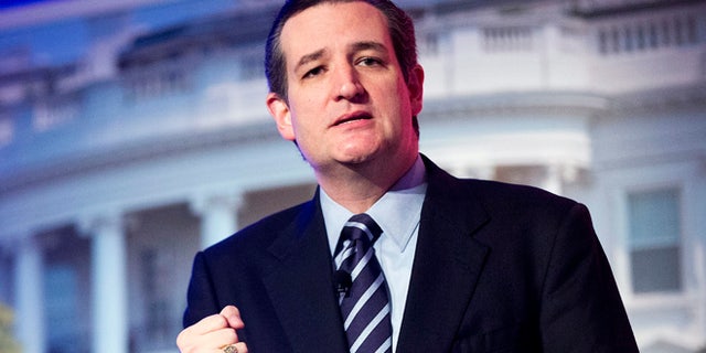 FILE - In this March 10, 2015, file photo, Sen. Ted Cruz, R-Texas, speaks at the International Association of Firefighters (IAFF) Legislative Conference and Presidential Forum in Washington. Cruz plans to announce Monday, March 23, 2015, that he is running for president. (AP Photo/Pablo Martinez Monsivais, File)