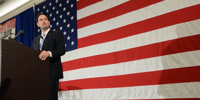 Sen. Marco Rubio at the First in the Nation Summit April 17, 2015 in Nashua, New Hampshire.