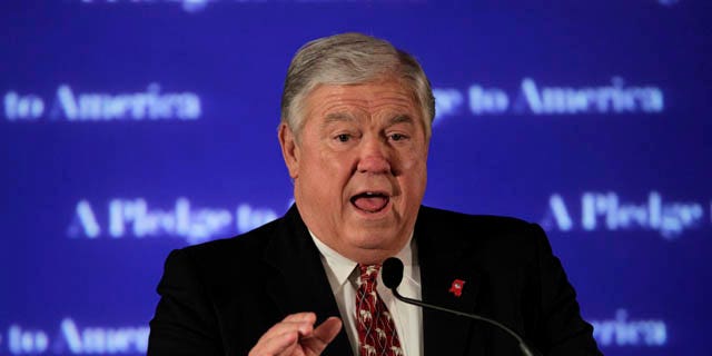 FILE: Mississippi Gov. Haley Barbour, chairman of the Republican Governors Association, speaks at an Election Night gathering hosted by the National Republican Congressional Committee at the Grand Hyatt hotel in Washington.