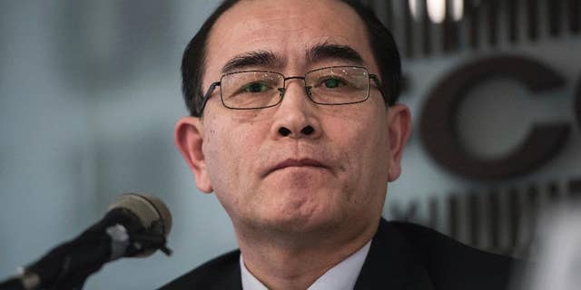 Former North Korean deputy ambassador to the UK Thae Yong Ho speaks with media at the Foreign Correspondents Club in Seoul.