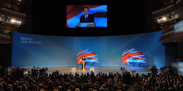 Prime Minister, David Cameron, Leader of the Conservative Party delivers a speech to delegates during the annual Conservative Party Conference at the ICC in Birmingham, on October 10, 2012