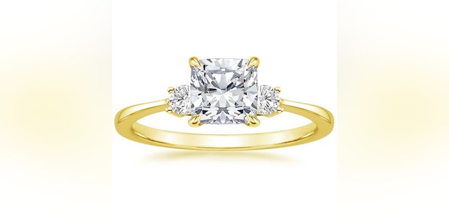 The Selene Diamond Ring features a classic three-stone look like Meghan Markle's.