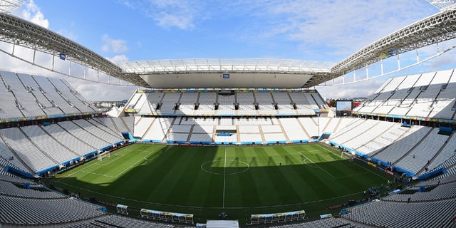 A general view of Arena de São Paulo during a Brazil training session ahead of the 2014 FIFA World Cup Brazil opening match against Croatia on June 11, 2014 in Sao Paulo, Brazil. (Photo by Buda Mendes/Getty Images)
