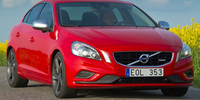 This is a stock photo of a Volvo S60 compact luxury sedan manufactured and marketed by Volvo, a Sweden-based company. It features a typical Swedish license plate.
