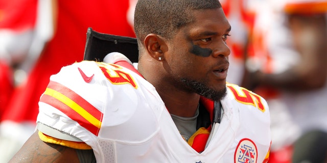 FILE - In this Sept. 16, 2012 file photo, Kansas City Chiefs' Jovan Belcher (59) stands on the sidelines during an NFL football game in Orchard Park, N.Y. A Missouri court on Friday, Jan. 11, 2013, said it would appoint a lawyer to protect the interests of Zoey, the 4-month-old daughter of the late Belcher, as her grandparents argue over custody. Belcher fatally shot Kasandra Perkins on Dec. 1 in their Kansas City home, then drove to Arrowhead Stadium and killed himself in front of coaches and the team’s general manager. (AP Photo/Bill Wippert, file)