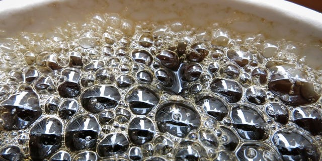 Bubbles form on the surface of a cup of coffee in a cafe in New York, April 11, 2014. REUTERS/Carlo Allegri