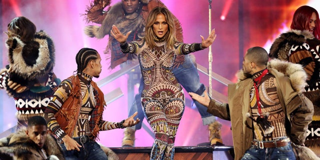 Jennifer Lopez performs at the American Music Awards at the Microsoft Theater on Sunday, Nov. 22, 2015, in Los Angeles. (Photo by Matt Sayles/Invision/AP)