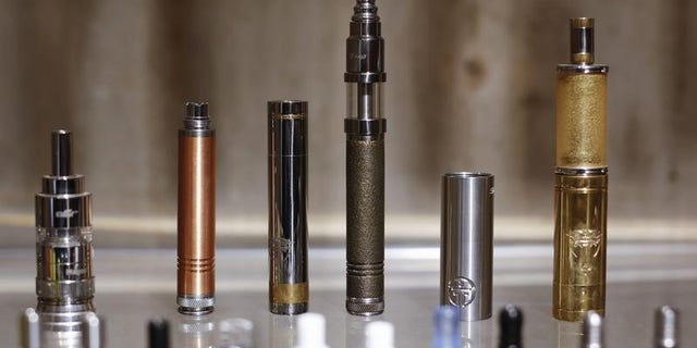 E-cigarettes are displayed in a shop in downtown Rome