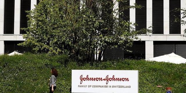 Logo of healthcare company Johnson &amp; Johnson is seen in Zug