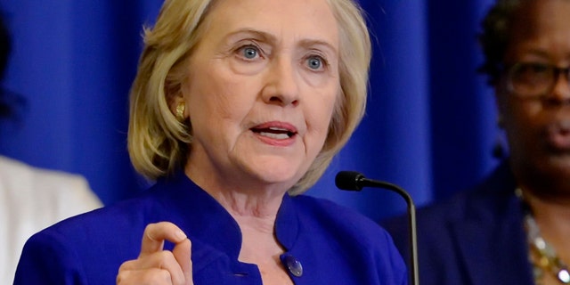 FILE - In this May 27, 2015 file photo, Democratic presidential candidate, former Secretary of State Hillary Rodham Clinton speaks in Columbia, S.C.