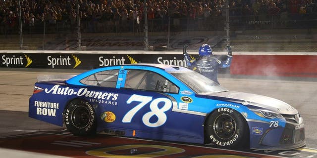 3-4 September, 2016, Darlington, South Carolina USA Martin Truex Jr celebrates his victory ©2015, John Harrelson / LAT Photo USA