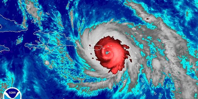 This photo, from NOAA, shows Hurricane Maria at its strongest on Sept. 20, 2017.