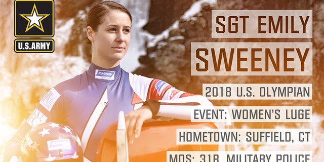 Sgt. Emily Sweeney from Suffield, Conn. is competeing in singles Luge.
