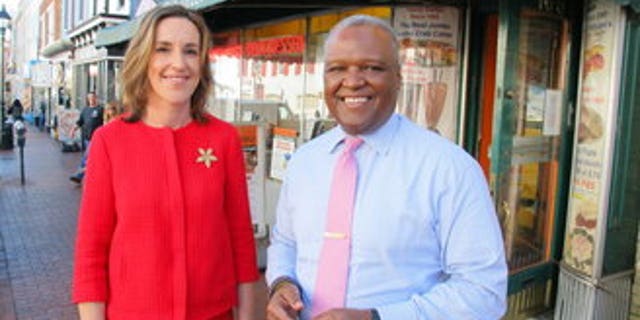 Prince George's County Executive Rushern Baker, who is running for the Democratic nomination for governor in Maryland, with running-mateElizabeth Embry