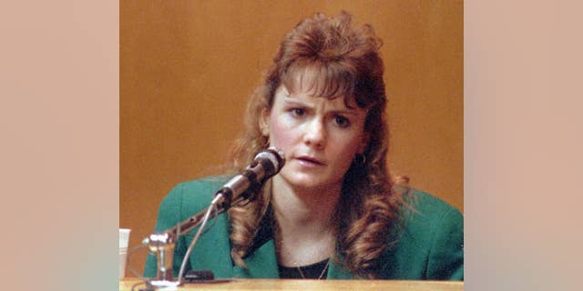 In this 1991 file photo Pamela Smart, testifies in Rockingham County Superior Court in Exeter, N.H.