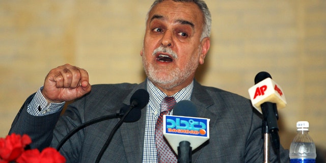 FILE 2006: Iraq's vice President Tariq al-Hashemi speaks to reporters during a news conference in Baghdad.