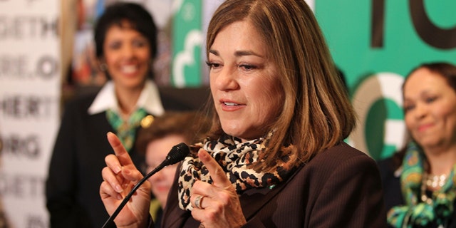 WASHINGTON, DC - FEBRUARY 01: Rep. Loretta Sanchez (D-CA) shares remarks at Girl Scouts At 100: The Launch of ToGetHerThere at Capitol Hill Cannon House Office Bldg, Caucus Room on February 1, 2012 in Washington, DC. (Photo by Paul Morigi/Getty Images for Girl Scouts of America)