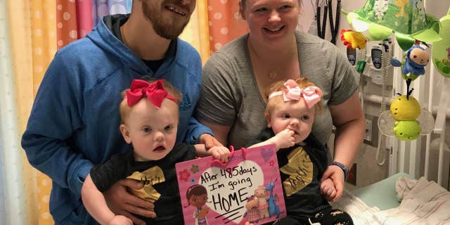 The twins, who were separated on June 6, spent 485 days in the hospital.