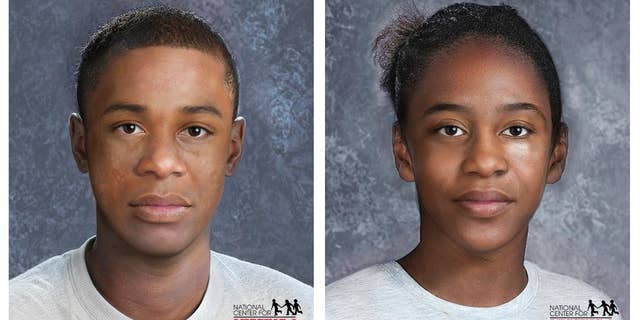 These undated photo Illustrations provided by the National Center for Missing & Exploited Children show artist conceptions of what Ivon Fowler, left, and Inisha Fowler, right, may look like currently. The two twin children of Patricia Fowler have not been seen for over ten years. The mother, who has been free on bail on charges of concealing the whereabouts of the twins, has claimed the children are safe and living out of state, but no information she provided has panned out. (Colin McNally/National Center for Missing & Exploited Children via AP)