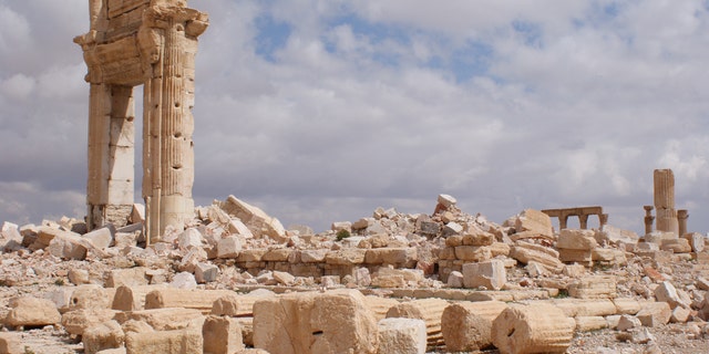 Palmyra's Great Colonnade after ISIS destruction.