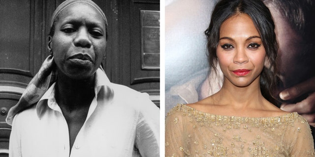 Nina Simone (L) and Zoe Saldana.