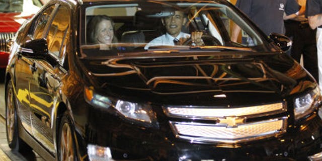 President Obama behind the wheel of the Chevy Volt in July, 2010