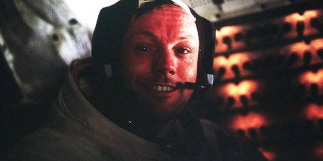 Astronaut Neil A. Armstrong, Apollo 11 Commander, inside the Lunar Module as it rests on the lunar surface after completion of his historic moonwalk in July 1969.