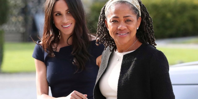 Meghan Markle and her mother, Doria Ragland, arrive at Cliveden House, Berkshire, England, on May 18, 2018, to spend the night before their wedding with Prince Harry. (Steve Parsons / Pool Photo via AP)