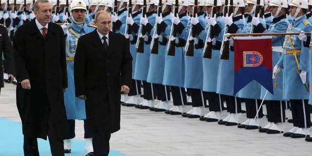 Russian President Vladimir Putin, right, and his Turkish counterpart Recep Tayyip Erdogan meeting in Ankara in 2014.