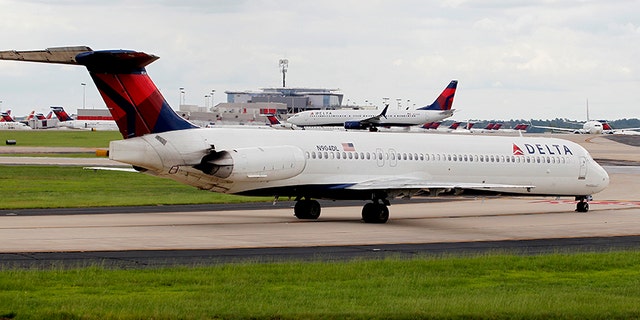 Delta aircraft at Hartsfield-Jackson International Airport in Atlanta, Ga.
