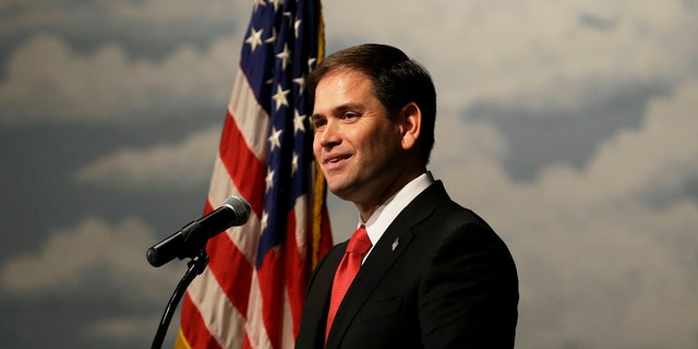 FILE: Nov. 17, 2012: Sen. Marco Rubio, R-Fla., speaks during Iowa Gov. Terry Branstad's annual birthday fundraiser.