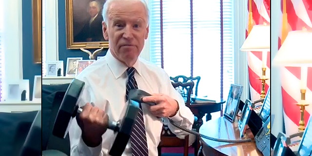 Biden once posted a video of him doing arm curls at his White House desk but is nearly 80 years old.