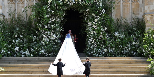 Meghan Markle and her bridal party arrive at St George's Chapel at Windsor Castle for her wedding to Prince Harry in Windsor, Britain, May 19, 2018.