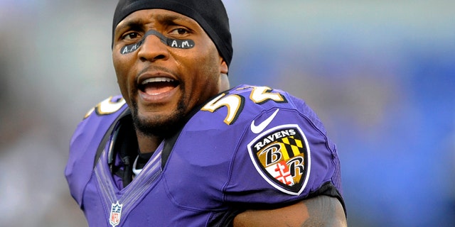 FILE - This Sept. 10, 2012 file photo shows Baltimore Ravens linebacker Ray Lewis wearing eye black showing the initials of former Ravens owner Art Modell before an NFL football game against the Cincinnati Bengals in Baltimore. Lewis will end his brilliant 17-year NFL career after the Ravens complete their 2013 playoff run. "I talked to my team today," Lewis said Wednesday, Jan. 2, 2013. "I talked to them about life in general. And everything that starts has an end. For me, today, I told my team that this will be my last ride." (AP Photo/Nick Wass, FIle)