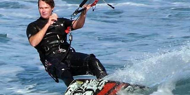 Stephen Schafer kitesurfing in 2007.