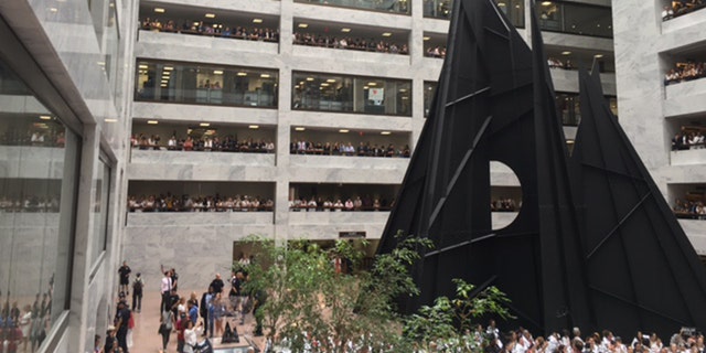 The protest, which included 100 demonstrators and possibly just as many police, took place in the Hart Senate Office Building.