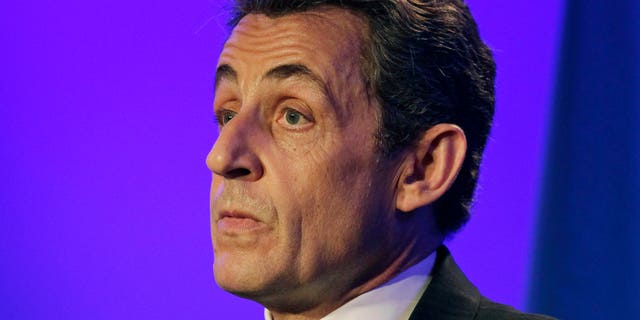 May 4, 2012: This photo shows France's then President and conservative candidate for re-election in 2012, Nicolas Sarkozy as he delivers a speech during a campaign meeting in Sables d'Ollonne, western France.