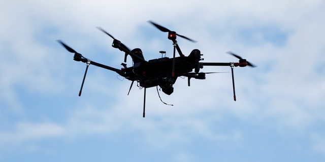 An Airspace Systems Interceptor autonomous aerial drone flies during a product demonstration in Castro Valley, California March 6, 2017.