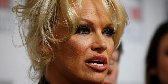Pamela Anderson, actress and animals rights defender, attends a news conference at the National Assembly to protest the force-feeding of geese used in the production of foie gras, in Paris, France, January 19, 2016.
