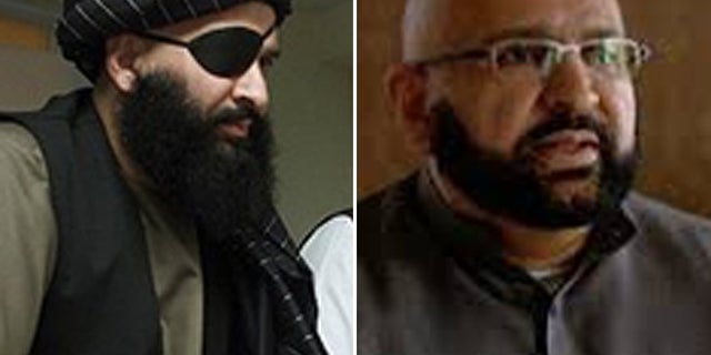 Ahmad Rateb Popal, at left during his time as a translator for the Taliban and at right, as head of the Watan Group.