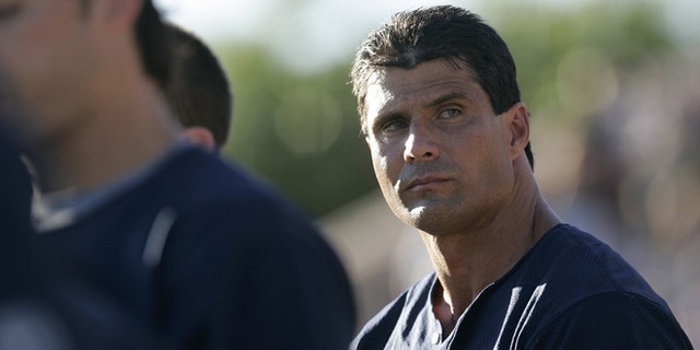 Former Major League Baseball player Jose Canseco during a game against the Chico Outlaws July 3, 2006 in Chico, Calif.