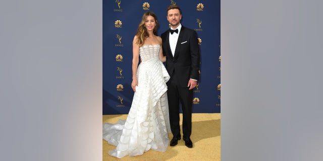 Jessica Biel and Justin Timberlake at the 70th annual Emmys. 