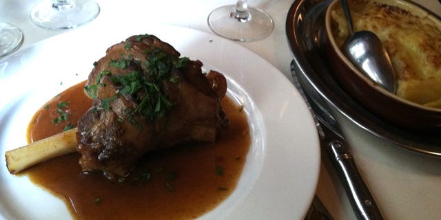 Leg of lamb at L’Epi d’Or in Paris.