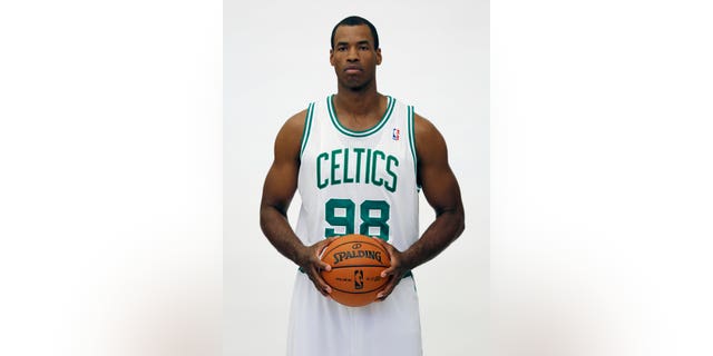 FILE - In a Friday, Sept. 28, 2012 file photo, Boston Celtics' Jason Collins poses during Celtics NBA basketball media day at the team's training facility in Waltham, Mass. NBA veteran center Collins has become the first male professional athlete in the major four American sports leagues to come out as gay. Collins wrote a first-person account posted Monday, April 29, 2013 on Sports Illustrated's website. He finished this past season with the Washington Wizards and is now a free agent. (AP Photo/Michael Dwyer, File)
