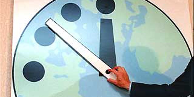 The Doomsday Clock is shown in 1998.