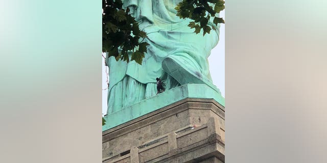 Therese Patricia Okoumou, 44, pleaded not guilty Thursday to charges of trespassing, interfering with agency functions and disorderly conduct after she climbed the Statue of Liberty on Independence Day.